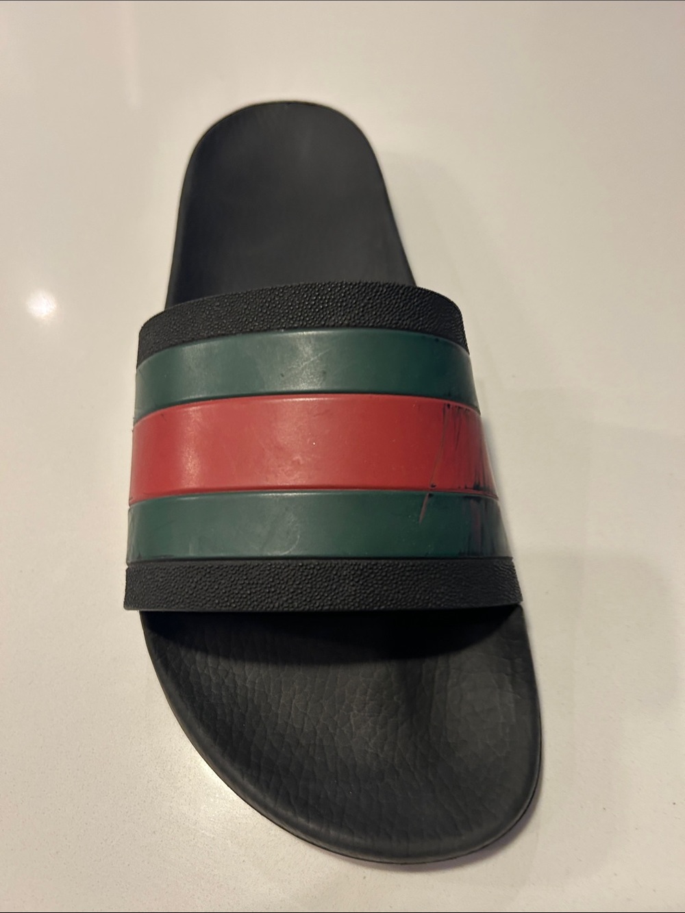 Gucci Black Slides with Red and Green Stripe Detail - Picture 5 of 7